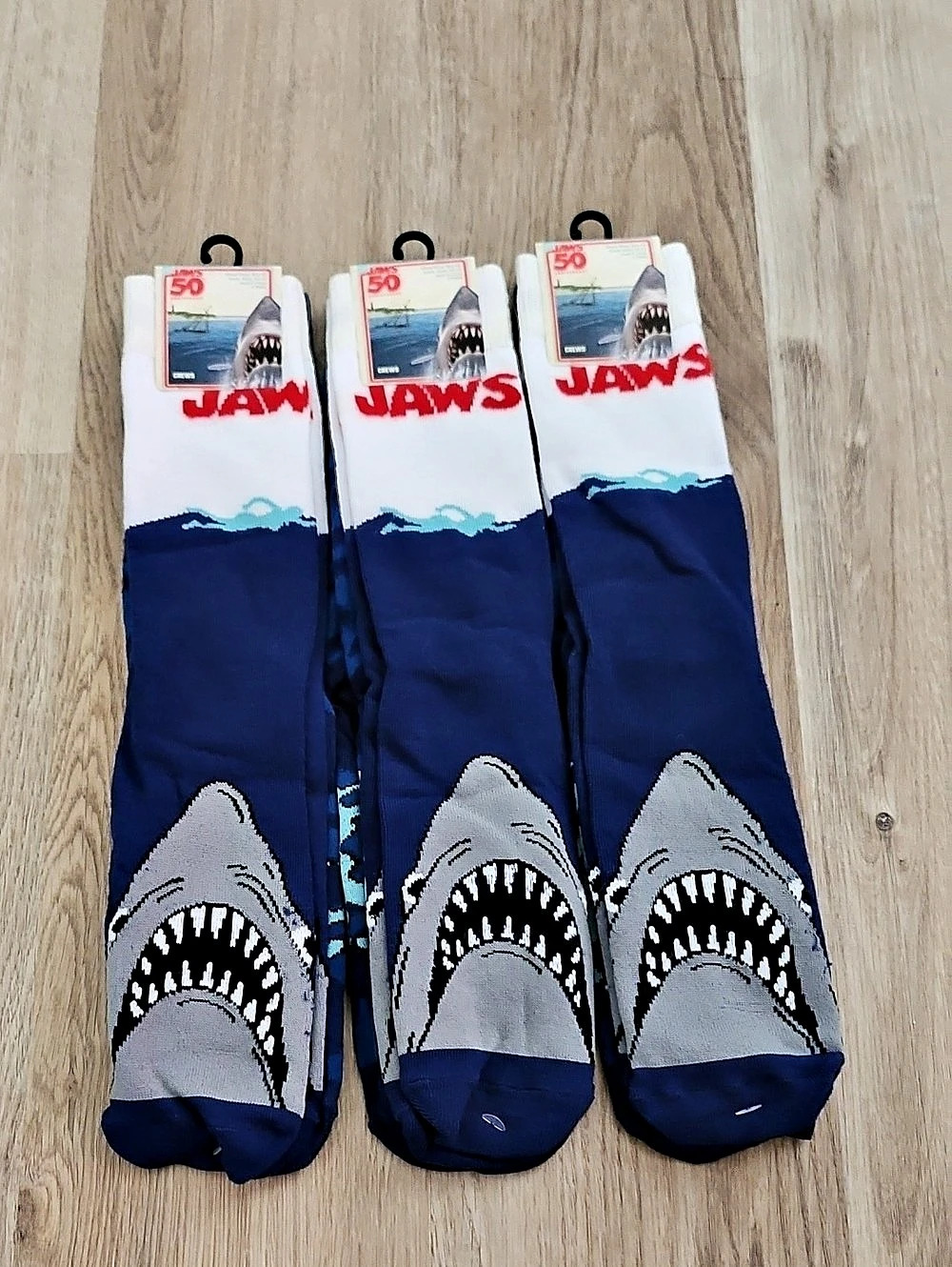 Sock Candy JAWS Carnival Classics Sheer Crew Sock Blue & Red 6pk